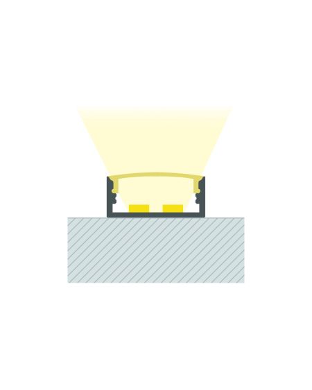Profilé Aluminium en Saillie avec Capot Continu pour Double Ruban LED jusqu'à 20mm