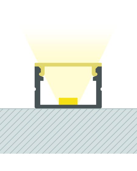 Profilé Aluminium en Saillie avec Capot Continu pour Ruban LED jusqu'à 15mm