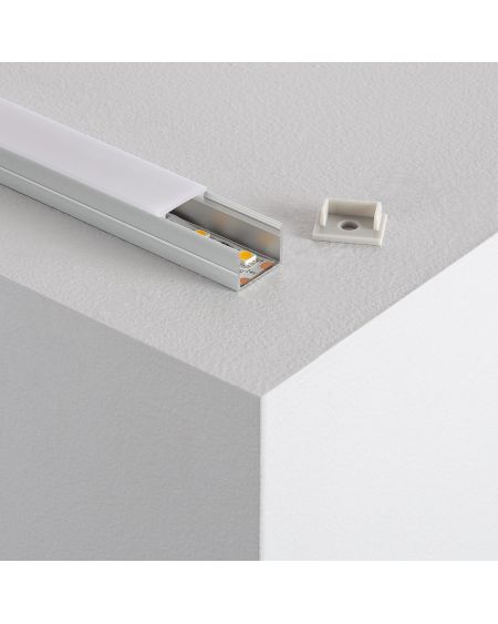 Profilé Aluminium en Saillie avec Capot Continu pour Ruban LED jusqu'à 16mm