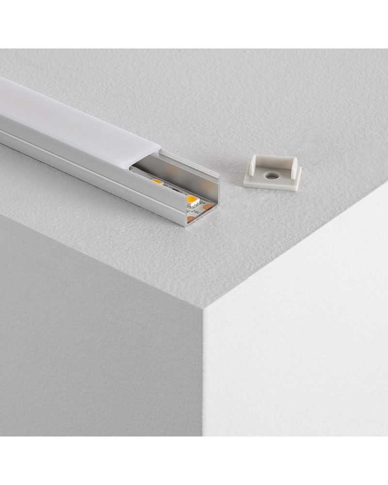 Profilé Aluminium en Saillie avec Capot Continu pour Ruban LED jusqu'à 16mm