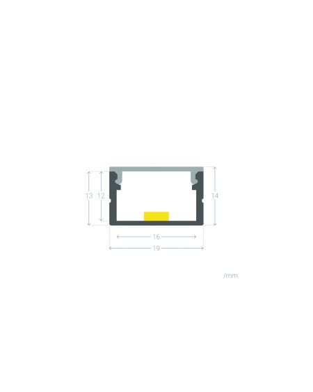 Profilé Aluminium en Saillie avec Capot Continu pour Ruban LED jusqu'à 16mm