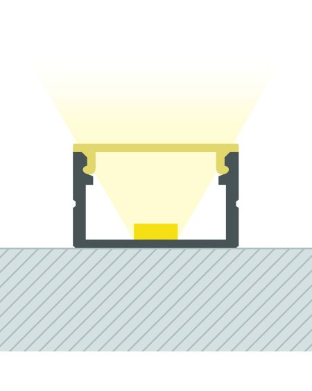 Profilé Aluminium en Saillie avec Capot Continu pour Ruban LED jusqu'à 16mm