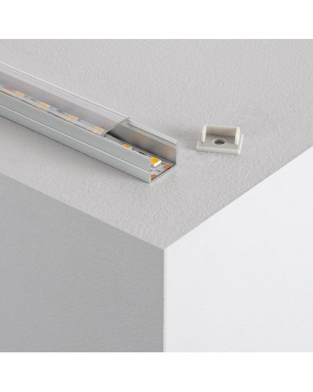Profilé Aluminium en Saillie avec Capot Continu pour Ruban LED jusqu'à 16mm
