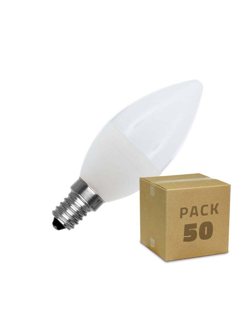 Boîte de 50 Ampoules LED E14 C37 5W Blanc Chaud