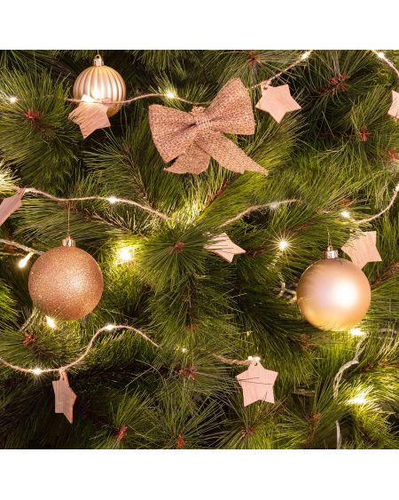 Guirlande Lumineuse LED Étoiles Bois avec Piles 2.2m