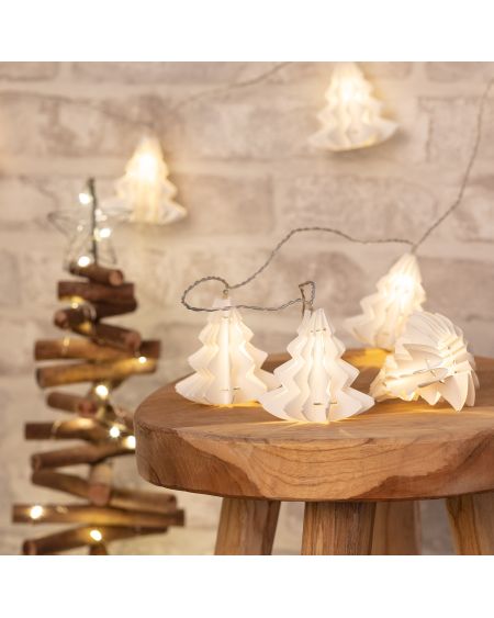 Guirlande Lumineuse LED Sapin Papier à Piles 2.1m