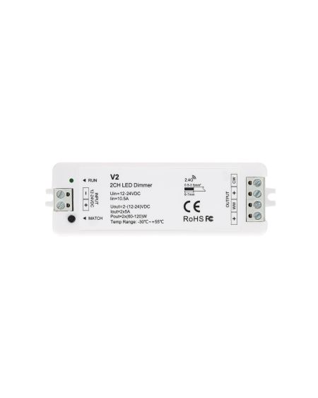 Contrôleur Variateur Ruban LED 12/24V DC CCT 2 canaux Compatible pour Télécommande RF