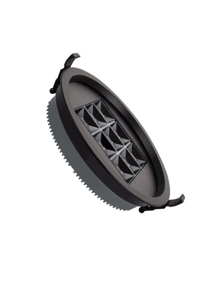 Spot LED Downlight Rond (UGR17) 30W Noir Coupe Ø 205mm