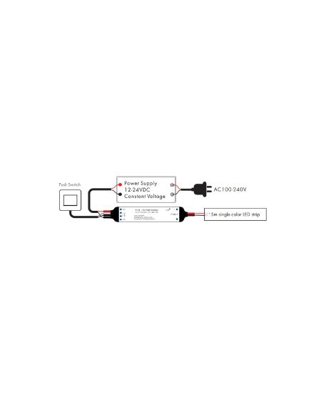 Mini Contrôleur Ruban LED Monochrome 12/24V DC compatible avec Télécommande RF et Bouton-Poussoir