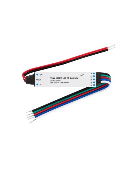 Mini Contrôleur Variateur Ruban LED 12/24V DC RGBW compatible avec Télécommande RF