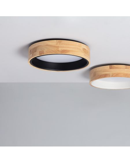 Plafonnier LED Rond Bois 15W CCT Sélectionnable Dari Ø370 mm