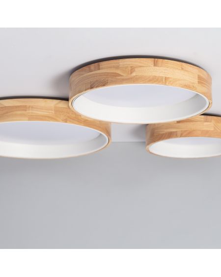 Plafonnier LED Rond Bois 15W CCT Sélectionnable Dari Ø370 mm