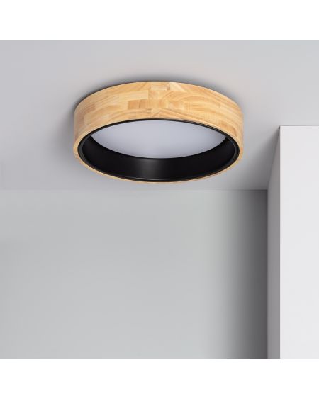 Plafonnier LED Rond Bois 15W CCT Sélectionnable Dari Ø370 mm