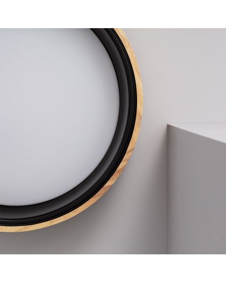 Plafonnier LED Rond Bois 15W CCT Sélectionnable Dari Ø370 mm