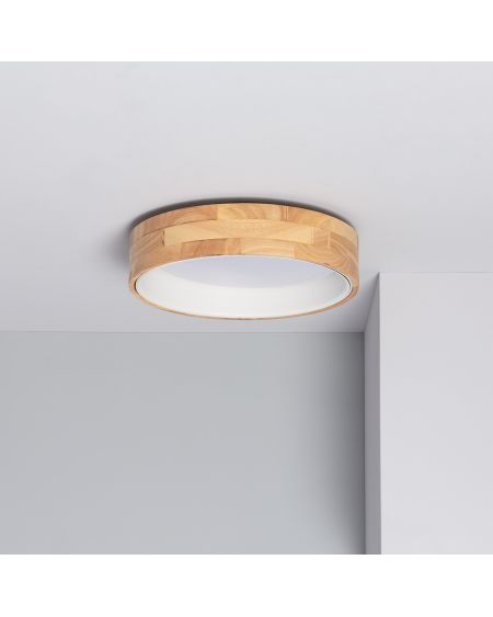 Plafonnier LED Rond Bois 15W CCT Sélectionnable Dari Ø370 mm