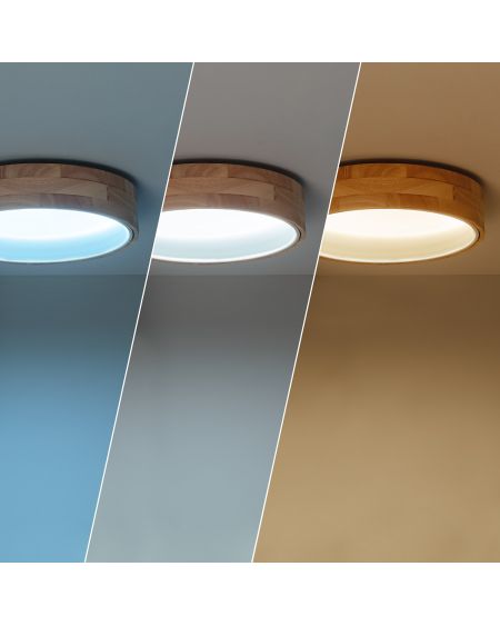 Plafonnier LED Rond Bois 15W CCT Sélectionnable Dari Ø370 mm