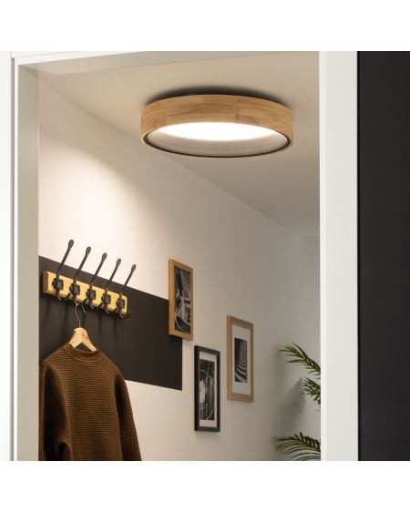 Plafonnier LED Rond Bois 20W CCT Sélectionnable Dari Ø470 mm