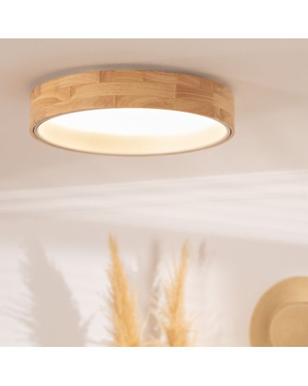 Plafonnier LED Rond Bois 20W CCT Sélectionnable Dari Ø470 mm