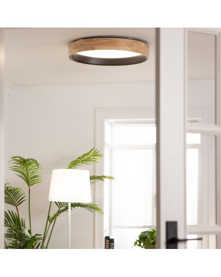 Plafonnier LED Rond Bois 30W CCT Sélectionnable Dari Ø570 mm