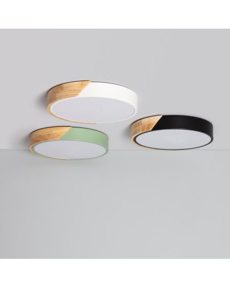 Plafonnier LED Rond Bois 18W CCT Sélectionnable Semi-Dari Ø320 mm