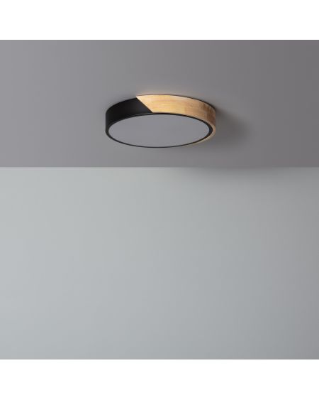 Plafonnier LED Rond Bois 18W CCT Sélectionnable Semi-Dari Ø320 mm