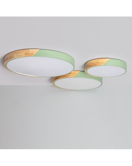 Plafonnier LED Rond Bois 18W CCT Sélectionnable Semi-Dari Ø320 mm