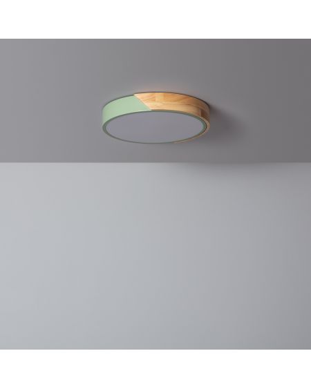 Plafonnier LED Rond Bois 18W CCT Sélectionnable Semi-Dari Ø320 mm