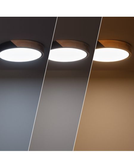 Plafonnier LED Rond Bois 18W CCT Sélectionnable Semi-Dari Ø320 mm