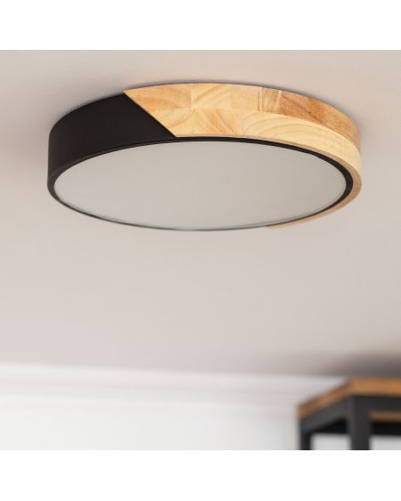 Plafonnier LED Rond Bois 18W CCT Sélectionnable Semi-Dari Ø320 mm
