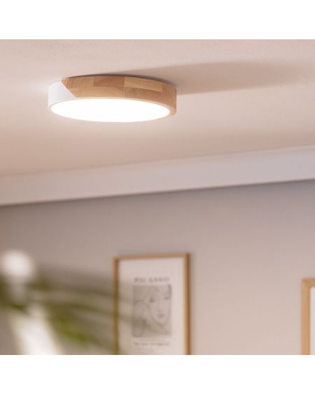 Plafonnier LED Rond Bois 18W CCT Sélectionnable Semi-Dari Ø320 mm