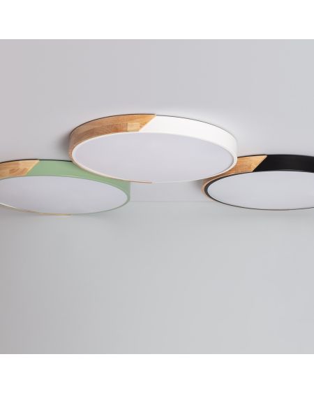 Plafonnier LED Rond Bois 36W CCT Sélectionnable Semi-Dari Ø500 mm