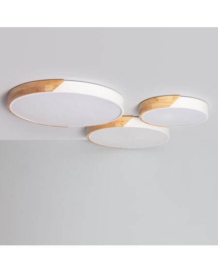 Plafonnier LED Rond Bois 24W CCT Sélectionnable Semi-Dari Ø418 mm