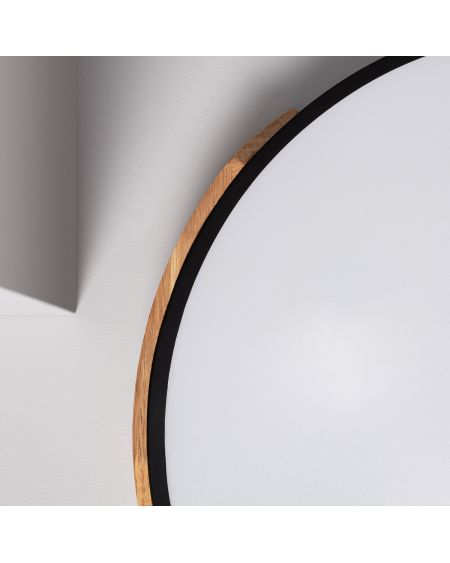 Plafonnier LED Rond Bois 36W CCT Sélectionnable Semi-Dari Ø500 mm