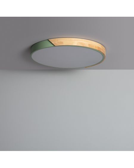 Plafonnier LED Rond Bois 36W CCT Sélectionnable Semi-Dari Ø500 mm