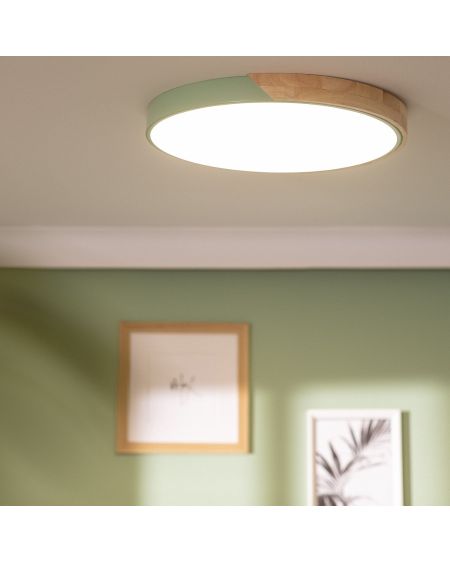 Plafonnier LED Rond Bois 36W CCT Sélectionnable Semi-Dari Ø500 mm
