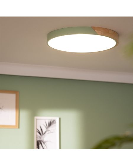 Plafonnier LED Rond Bois 36W CCT Sélectionnable Semi-Dari Ø500 mm