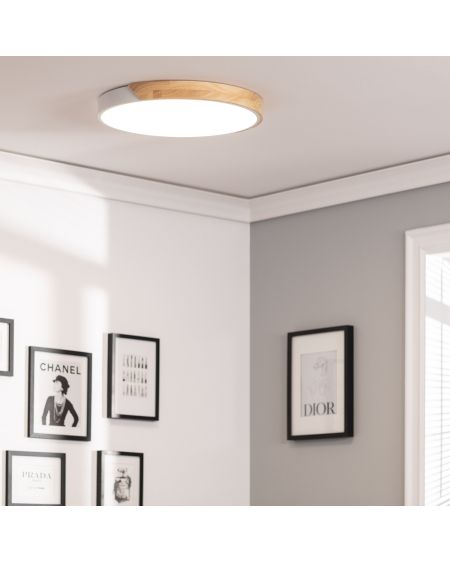 Plafonnier LED Rond Bois 36W CCT Sélectionnable Semi-Dari Ø500 mm