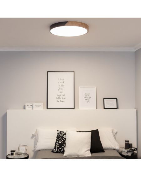 Plafonnier LED Rond Bois 36W CCT Sélectionnable Semi-Dari Ø500 mm