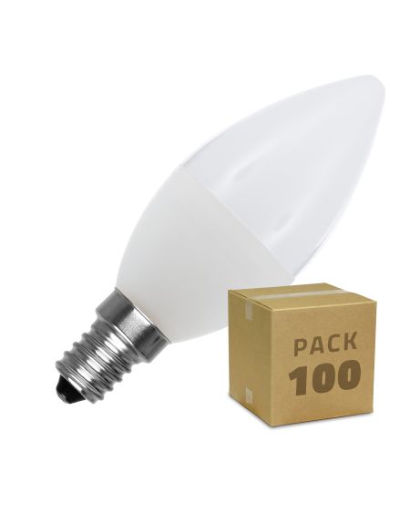 Boîte de 100 Ampoules LED E14 C37 5W Blanc Chaud