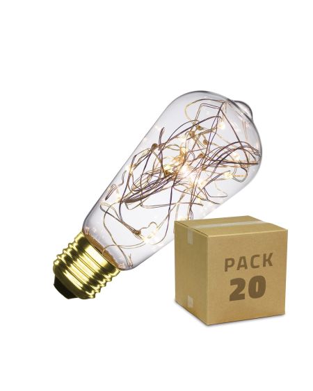 Boîte de 20 Ampoules LED E27 Dimmable Filament Lum Lemon ST58 1W Blanc Chaud