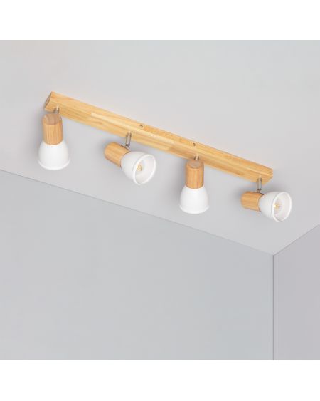 Plafonnier Métal et Bois Tautau 4 Spots