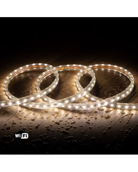 Ruban LED WiFi 220V AC 60LED/m Blanc Neutre IP65 sur Mesure Largeur 14mm Coupe tous les 100cm