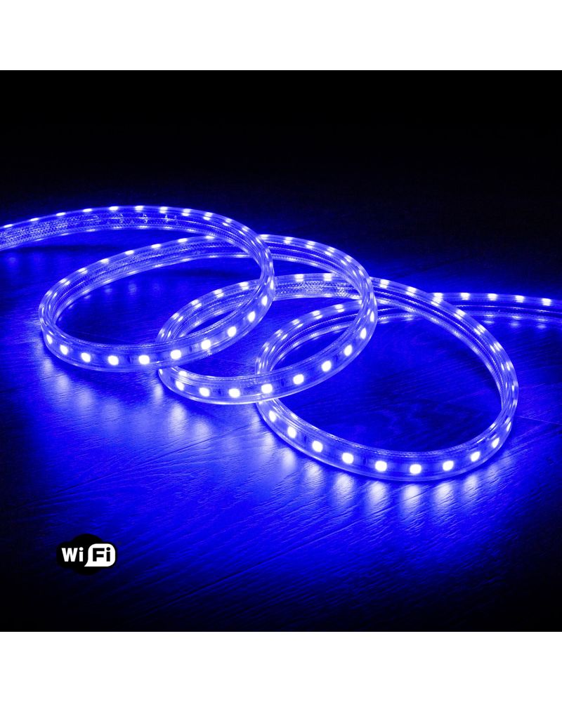 Ruban LED WiFi 220V AC 60LED/m Bleu IP65 sur Mesure Largeur 14mm Coupe tous les 100cm Ruban LED WiFi 220V AC 60LED/m Bleu IP65 sur Mesure Largeur 14mm Coupe tous les 100cm