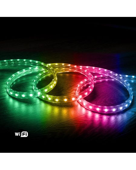 Ruban LED WiFi 220V AC 60LED/m RGB IP65 sur Mesure Largeur 14mm Coupe tous les 100cm