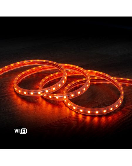Ruban LED WiFi 220V AC 60 LED/m Orange IP65 sur Mesure Largeur 14mm Coupe tous les 100cm