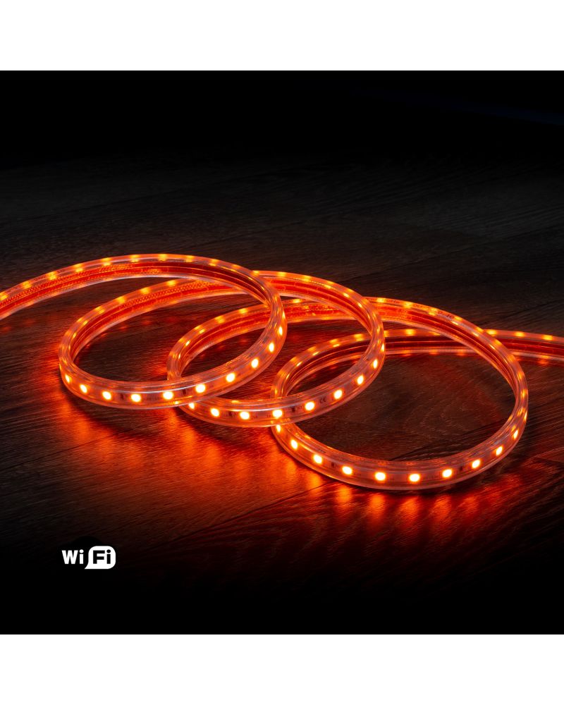 Ruban LED WiFi 220V AC 60 LED/m Orange IP65 sur Mesure Largeur 14mm Coupe tous les 100cm