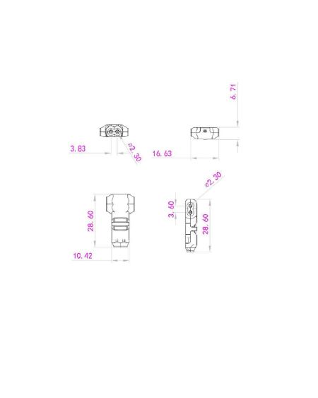 Connecteur Type T 2 Pôles pour Câble Non Dénudé de 0,5mm pour Ruban LED IP40