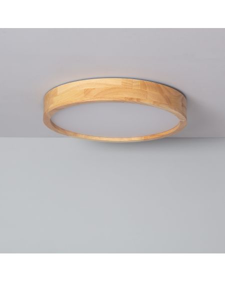 Plafonnier LED Rond Bois 20W CCT Sélectionnable Kayu Ø400 mm