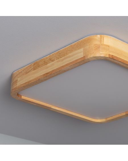 Plafonnier LED Carré Bois 20W CCT Sélectionnable Kayu 400x400 mm