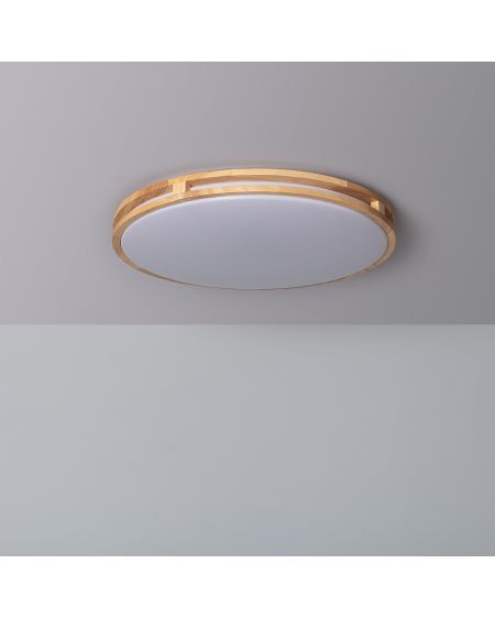 Plafonnier LED Rond Bois 20W CCT Sélectionnable Donati Ø405 mm